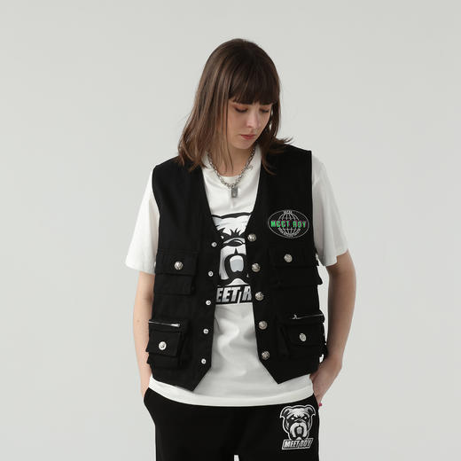 MEET.ROY日系复古多口袋徽章工装渔夫马甲外套 原若航明星同款	01MR1296 商品图2