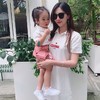 黛唯梵 婴儿亲子装夏装一家三四母子短袖t恤母女爱心POLO衫连衣裙潮国庆出游 商品缩略图1