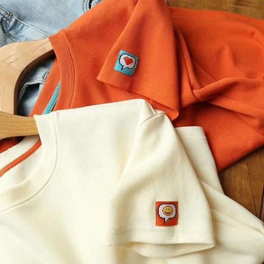 黛唯梵法式别致小众超好看上衣气质轻奢宽松橙色短袖t恤女夏薄款潮国庆出游 商品图0