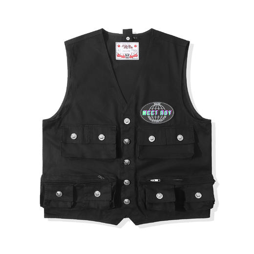 MEET.ROY日系复古多口袋徽章工装渔夫马甲外套 原若航明星同款	01MR1296 商品图3