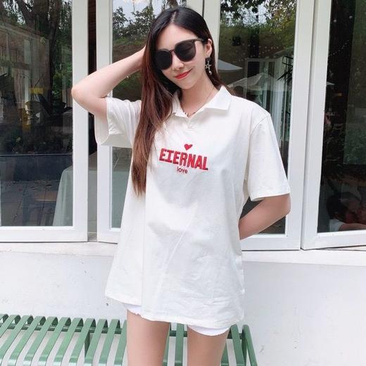 黛唯梵 婴儿亲子装夏装一家三四母子短袖t恤母女爱心POLO衫连衣裙潮国庆出游 商品图9