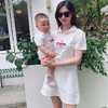 黛唯梵 婴儿亲子装夏装一家三四母子短袖t恤母女爱心POLO衫连衣裙潮国庆出游 商品缩略图2