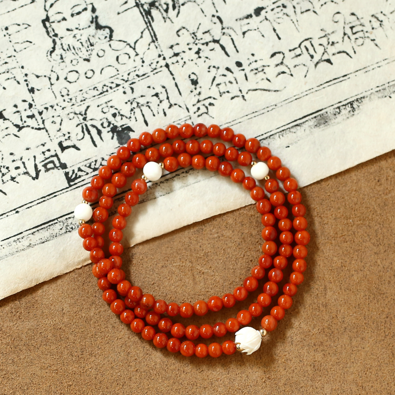 醍醐 南红玛瑙 猛犸象牙 手串 三圈