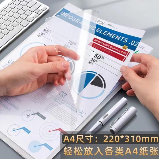 A4透明L型文件夹单片夹二页文件套加厚单页文件袋档案资料整理夹L夹开口插页夹试卷夹学生简历保护 商品图0