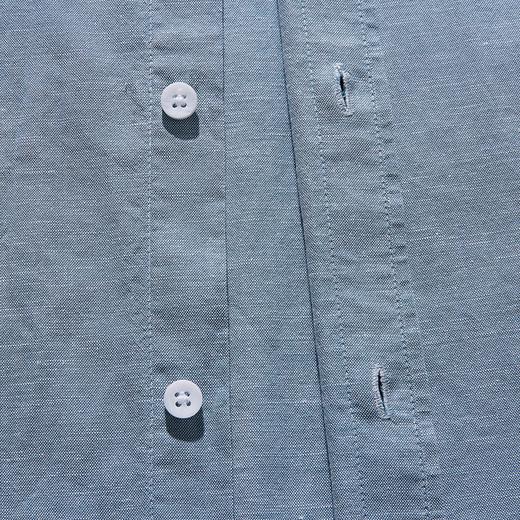 【定制刺绣 棉麻混纺】罗蒙夏季薄款透气亚麻短袖衬衫男商务休闲衬衣 商品图4