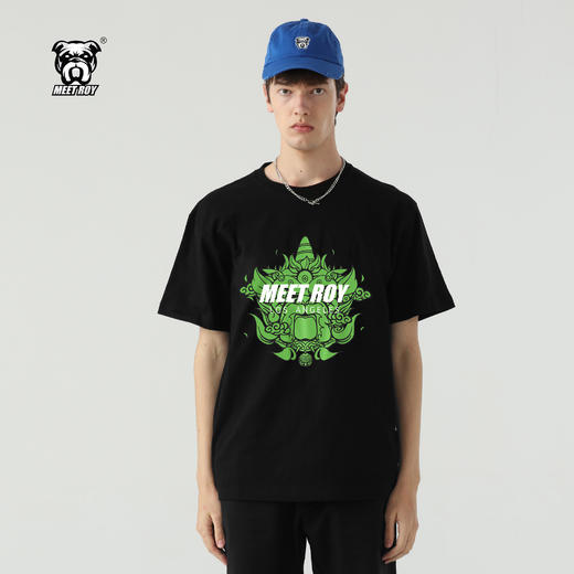 MEET.ROY麒麟祥云复古圆筒圆领无缝短袖T恤男011286MR 商品图0