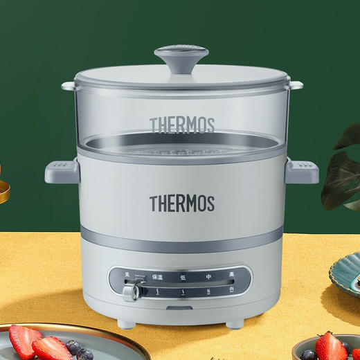 膳魔师（THERMOS）多功能小火锅料理锅家用电火锅多用途电热锅电煮锅烧烤肉不沾锅EHA-4301A 奶油白标配 商品图0