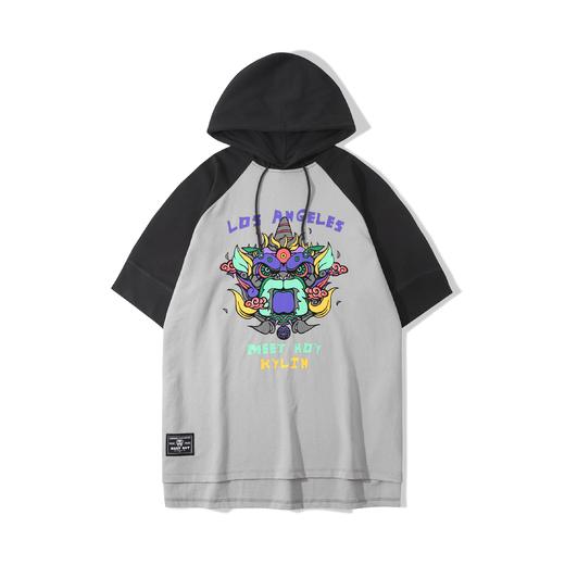 MEET.ROY麒麟祥云系列印花插肩oversize版型拼接半袖帽衫01MR1293 商品图4