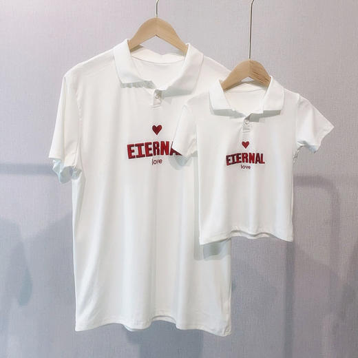 黛唯梵 婴儿亲子装夏装一家三四母子短袖t恤母女爱心POLO衫连衣裙潮国庆出游 商品图7