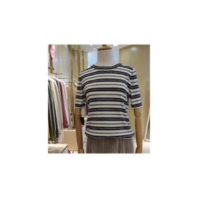 3楼米皇圆领夹条女衫