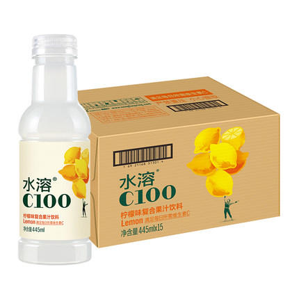 445ml*15瓶整箱/农夫山泉水溶C100柠檬味复合果汁饮料 商品图0