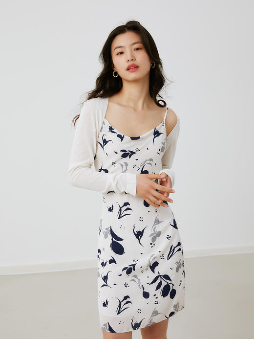 HeyDress荡领碎花吊带连衣裙女夏季法式浪漫印花设计感气质短裙子 商品图3