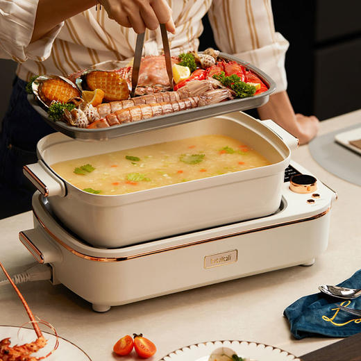 英国bolali博拉利多功能蒸汽料理锅电蒸炖锅火锅锅烧烤一体网红锅 商品图2