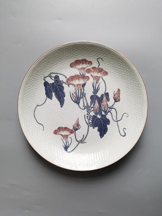 建国瓷：青花釉里红编织纹牵牛花大盘 商品图0