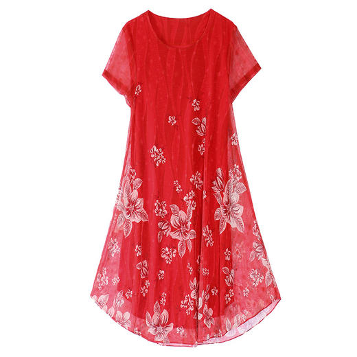 新款时尚潮流气质复古定位花大码宽松中长裙HR-WY827119 商品图4