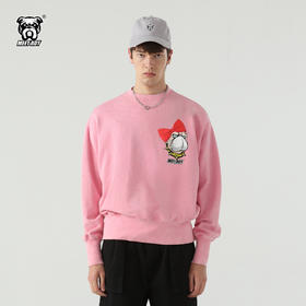 MEET.ROY口罩主题蝴蝶结狗 短版宽松水洗做旧卫衣01MR1314