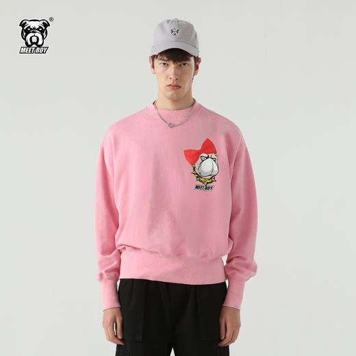 MEET.ROY口罩主题蝴蝶结狗 短版宽松水洗做旧卫衣01MR1314 商品图0