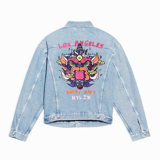 MEET.ROY麒麟祥云系列45#刺绣 蓝色水洗做旧牛仔夹克 常规版型01MR1378 商品图3