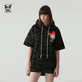 MEET.ROY虎纹迷彩口罩主题蝴蝶结印花插肩oversize版型半袖帽衫01MR1359