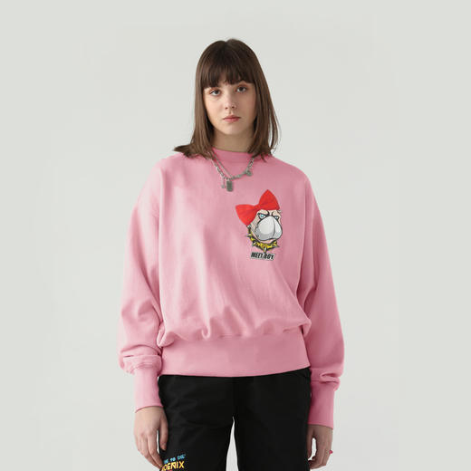 MEET.ROY口罩主题蝴蝶结狗 短版宽松水洗做旧卫衣01MR1314 商品图3