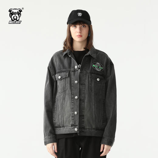 MEET.ROY麒麟祥云系列45#刺绣 水洗做旧牛仔夹克 oversize版型01MR1377 商品图0