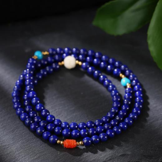 醍醐 4A青金石 松石 珊瑚 猛犸象牙 三圈手串 商品图0