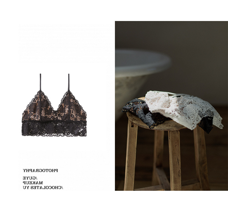 帮手描述图：靴下物小胸法式无钢圈吊带内衣一体少女超薄bral