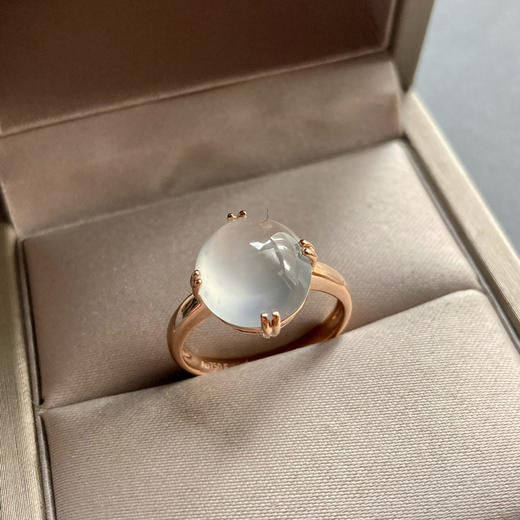 玻璃种雪花棉大蛋面戒指18k玫瑰金镶嵌 商品图2