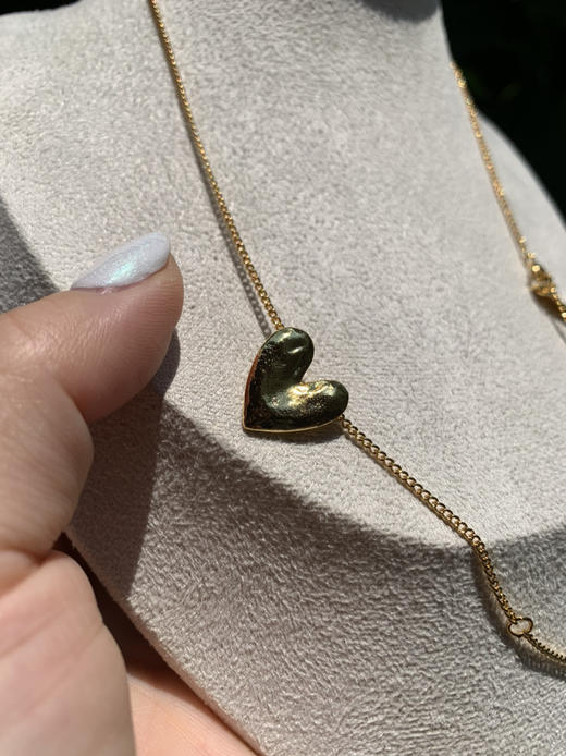 417-10小众品 Mer复古摩登 金色桃心 耳环项链套装 跑量特 商品图10