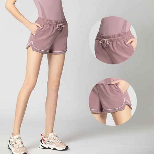 【专业运动瑜伽服】夏季运动套装短袖短裤 裸感网纱透气速干跑步健身两件套 商品图2