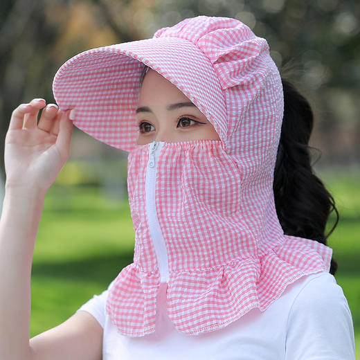 FS7074帽子遮阳帽女士防晒紫外线大沿骑车护脸户外可折叠夏季妈妈太阳帽 商品图4