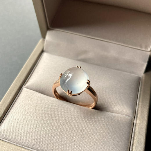 玻璃种雪花棉大蛋面戒指18k玫瑰金镶嵌 商品图5