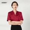 重磅真丝V领短袖套头上衣 商品缩略图2