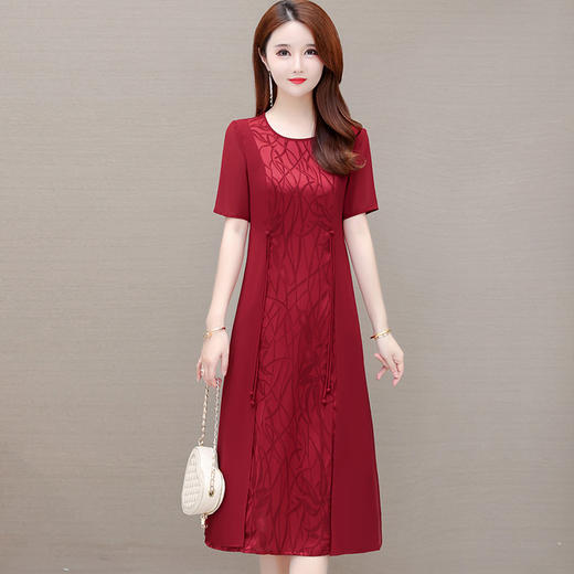 YWE 22FDY39大码印花连衣裙修身中长款气质优雅 商品图2