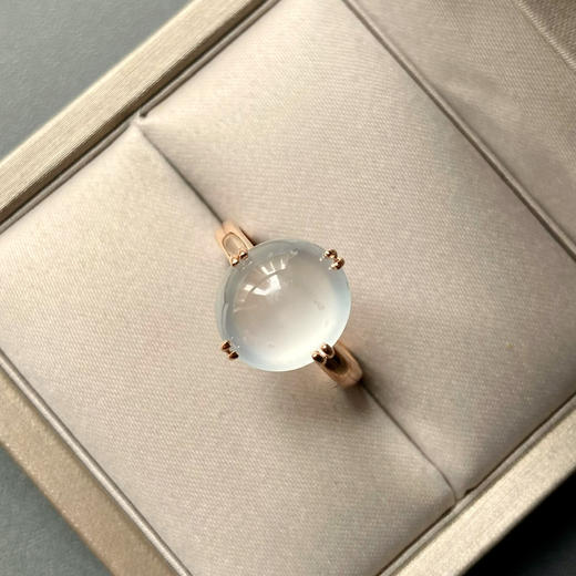 玻璃种雪花棉大蛋面戒指18k玫瑰金镶嵌 商品图3