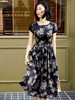 孤品-“西西里的美丽传说”6180573C颈袖添香季新款时尚气质显瘦印花长裙中长款女士真丝连衣裙J6180573C不退可换 商品缩略图1