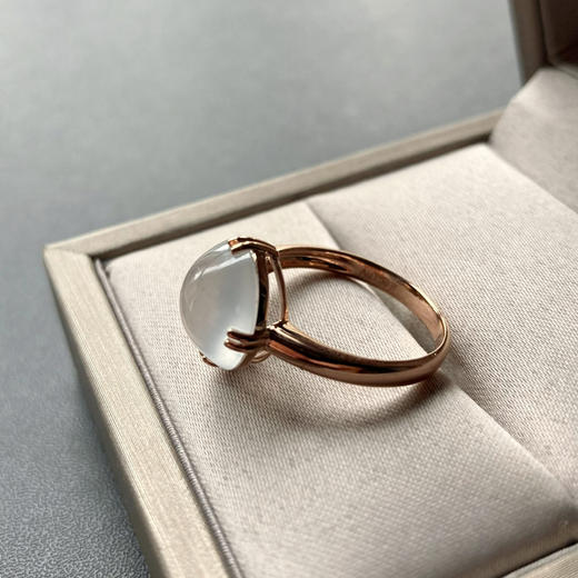 玻璃种雪花棉大蛋面戒指18k玫瑰金镶嵌 商品图6