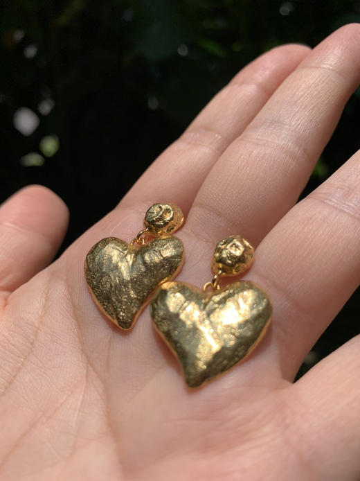 417-10小众品 Mer复古摩登 金色桃心 耳环项链套装 跑量特 商品图11