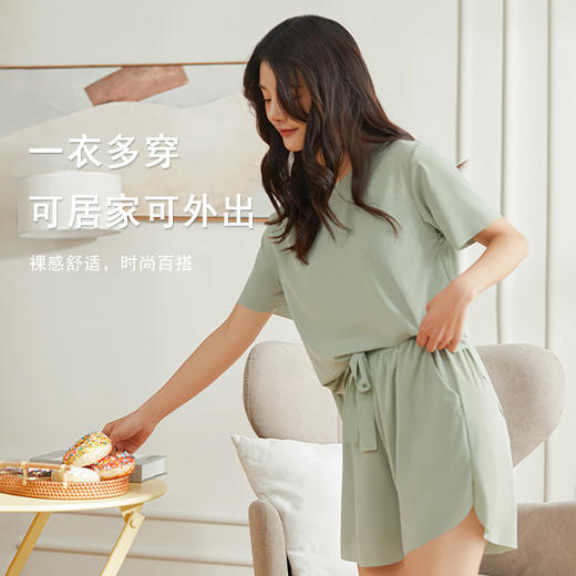 买一送一【冰丝垂感家居服套装】滑溜溜冰冰凉可居家可外穿的两穿睡衣，冰丝裸感无痕丝滑亲肤舒适柔软 商品图3