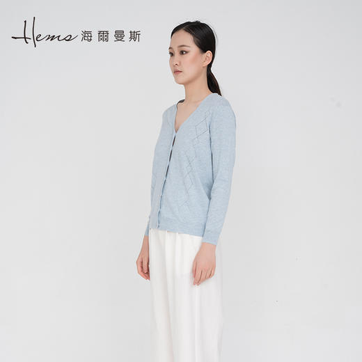 海尔曼斯鸡心领长袖针织开衫20025A49 商品图1