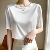 【2件立减20元，真丝清凉T恤】桑蚕丝双面丝光棉短袖T恤  简约修身显瘦圆领/V领 时尚百搭 藏肉显瘦 高级奢华 商品缩略图5