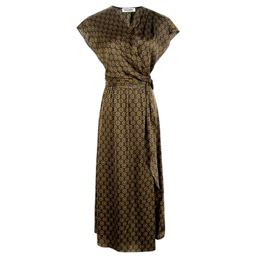 米思阳2025夏季新款知性气质印花薄款短袖连衣裙高腰中长裙1359 商品图4