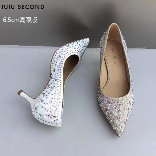 IUIU SECOND2022春夏新款尖头珍珠水钻浅口单鞋（4.5cm/6.5cm两种跟高可选） 商品图8
