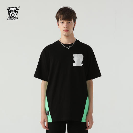 MEET.ROY狗头LOGO系列OVERSIZE烫银拼接TEE 短袖T恤01MR1252 商品图0