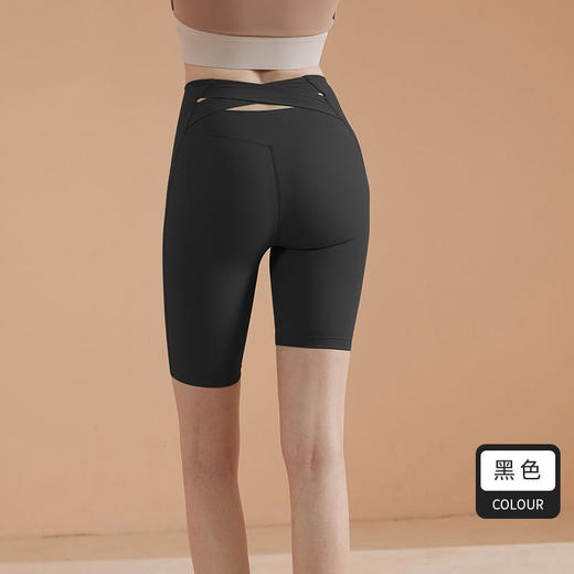 【5色可选】裸感S 五分瑜伽短裤瑜伽裤夏交叉腰裤运动健身短裤骑行裤  JM 000 DK22-705 商品图0