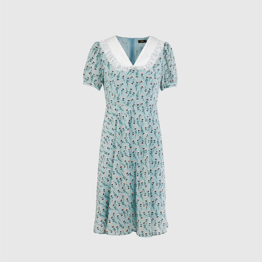 撞色领减龄连衣裙 商品图0