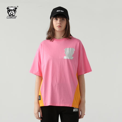 MEET.ROY狗头LOGO系列OVERSIZE版型烫银拼接短袖T恤01MR1253 商品图0