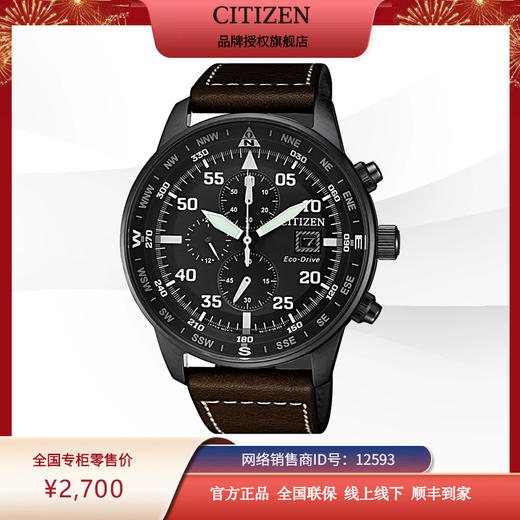 西铁城小牛皮不锈钢覆BIP表壳光动能男表CA0695-17E 商品图4