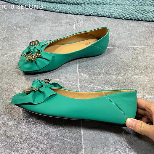 IUIU SECOND2022春夏新款小熊蝴蝶结舒软平底鞋浅口单鞋 商品图2