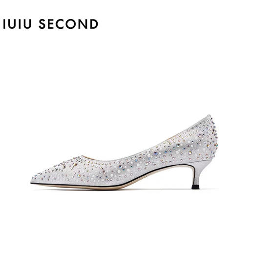 IUIU SECOND2022春夏新款尖头珍珠水钻浅口单鞋（4.5cm/6.5cm两种跟高可选） 商品图4